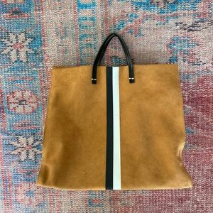 Clare V Suede Striped Tote w/ Matching Strap